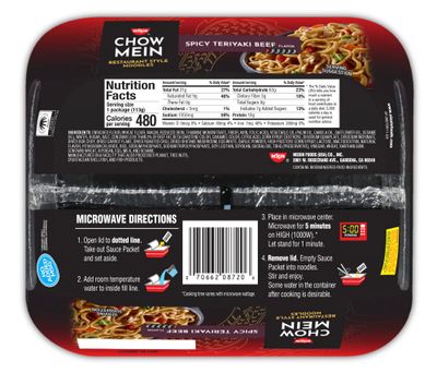 Nissin Chow Mein Noodles, Spicy Teriyaki Beef, 4 Ounce (Pack of 8)