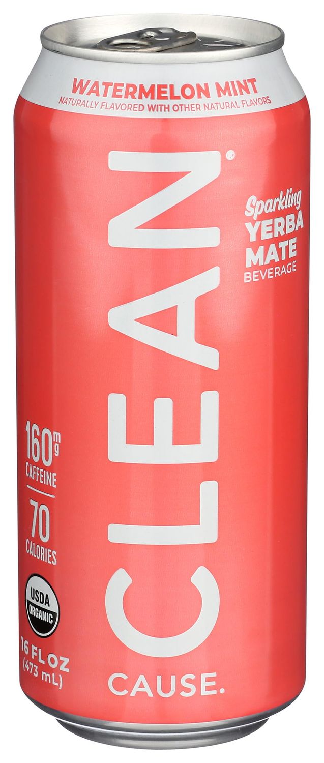 Clean Cause Organic Sparkling Watermelon Mint Yerba Mate, 16 FZ