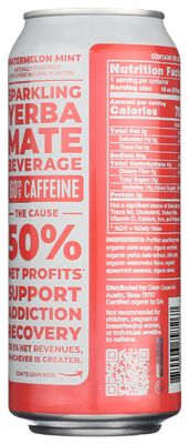 Clean Cause Organic Sparkling Watermelon Mint Yerba Mate, 16 FZ