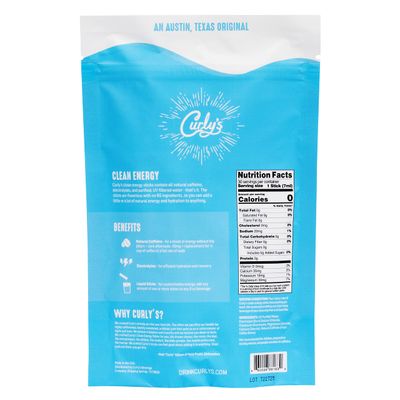 Curly's Clean Energy Caffeine & Electrolyte Sticks - Energize Your Favorite Drink - Keto, Paleo & Whole 30 Friendly - All Natural - No Sugar, No Calories, Non-GMO - 30 Flavorless Liquid Stick Packs