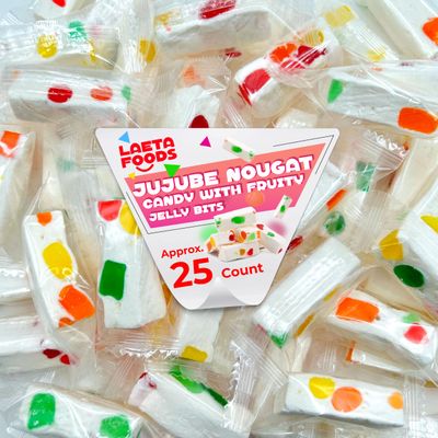 Jujube Nougat Candy with Fruity Jelly Bits (9 Ounce Bag - Approx. 25 Count)