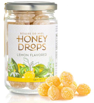 Gourmanity Honey Candy Lemon Drops, Surprise Lemon Flavoured Honey Filling, Soothing &amp; Sweet Treat, Carefully Crafted with Natural Honey, Made in Provence, France, 7oz