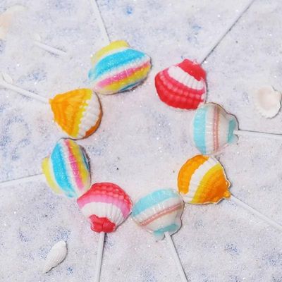 Seashell Candy Lollipops - 24 Suckers Individually Wrapped Bulk - Great for Mermaid Party Favors - Beach - Ocean Themed - Candy Buffet - Cake Toppers - Birthday Candy for Kids