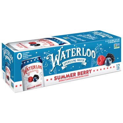 Waterloo Sparkling Water, Summer Berry Naturally Flavored, 12 Fl Oz Cans, Pack of 12 | Zero Calories | Zero Sugar or Artificial Sweeteners | Zero Sodium