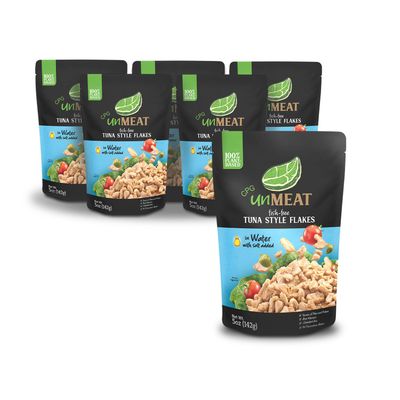 unMEAT Plant Based Tuna Style Flakes | Easy to Prepare Plant Based Tuna Pouch | Protein-Rich Vegan Tuna in Water, 5 Ounce Pouch (Pack of 6)