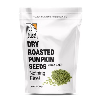 It&#39;s Just - Pumpkin Seeds (Pepitas), No Shell, Keto Friendly Snacking, Non-GMO, Packed in USA (Dry Roasted/Sea Salted, 30 Ounce)