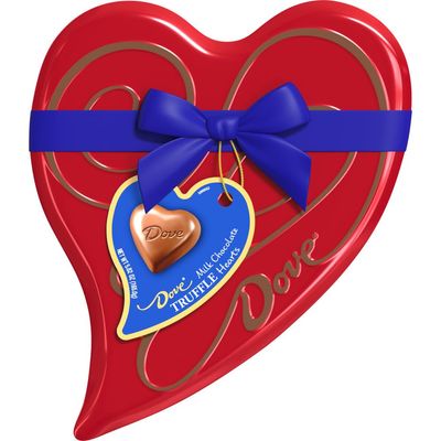 DOVE Milk Chocolate Truffle Hearts Valentine&#39;s Day Candy Gift, 5.82 oz Heart Tin