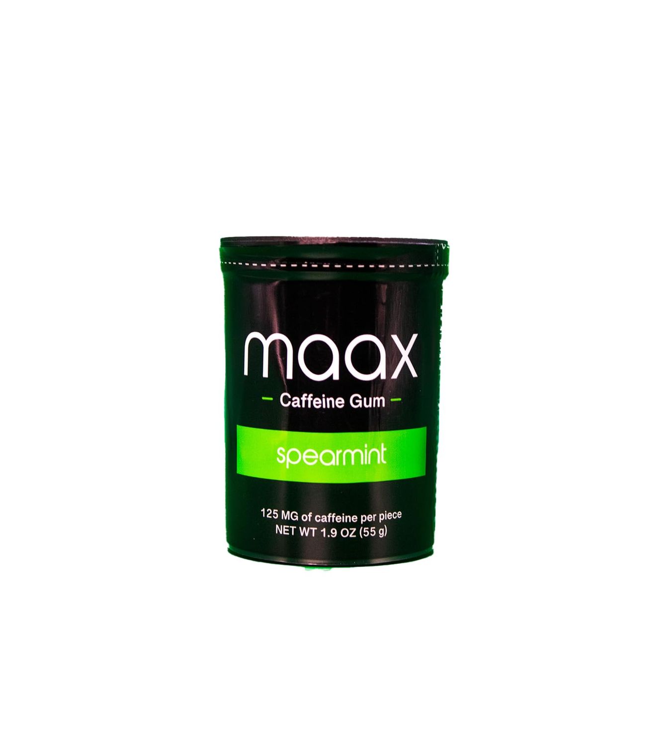 Maax Caffeine Gum | 125mg of caffeine per piece | Spearmint | 25 pieces per container | Focus Supplement