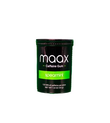 Maax Caffeine Gum | 125mg of caffeine per piece | Spearmint | 25 pieces per container | Focus Supplement
