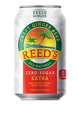 Reed&#39;s, Zero Sugar Extra Ginger Beer, Great Tasting All Natural Certified Ketogenic Soda Drink ,12 Fl Oz (Pack of 4)