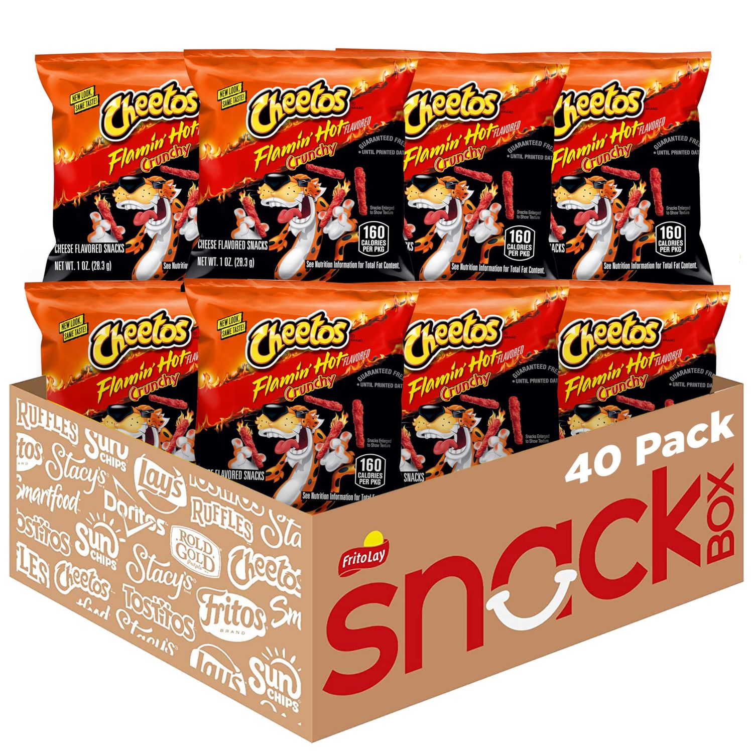 Cheetos Cheese Flavored Snacks, Flamin&#39; Hot Crunchy, 1 Ounce (Pack of 40)