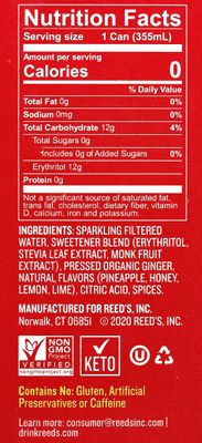 Reed's, Zero Sugar Extra Ginger Beer, Great Tasting All Natural Certified Ketogenic Soda Drink ,12 Fl Oz (Pack of 4)