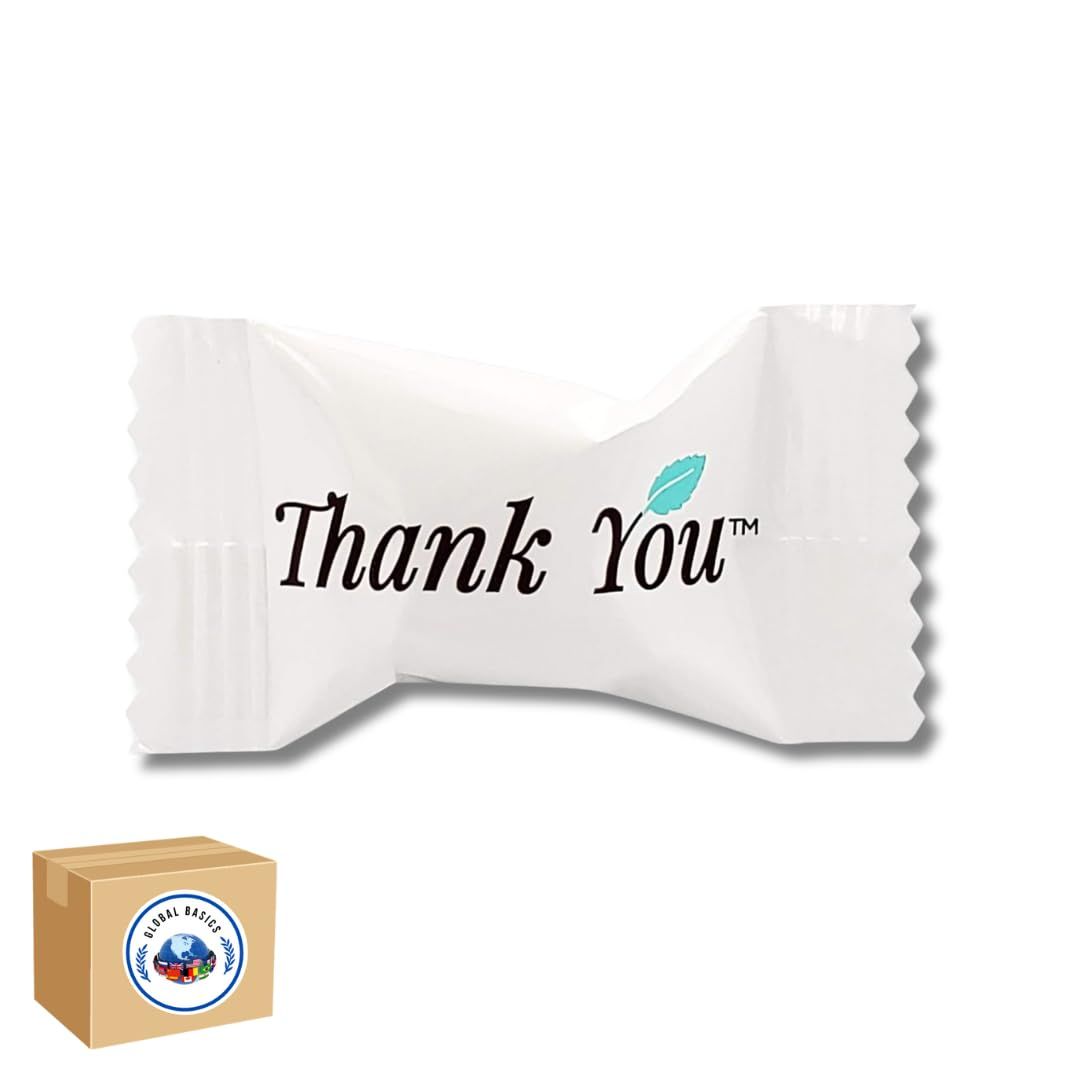 Global Basics Individually Wrapped Buttermint Candy | Thank You Mints | Bulk Set of 250 Individually Wrapped Buttermints