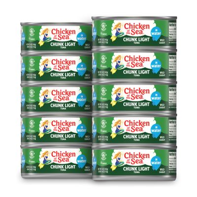 Chicken of the Sea Chunk Light Tuna in Water, 5 Ounce Cans (Pack of 10), Wild Caught Canned Tuna