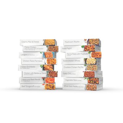 HMR Ultimate Entre Pack | Pre-packaged Lunch or Dinner to Support Weight Loss | Pack of 16 Ready to Eat Meals | 10-20 grams of Protein per Entre | Low Calorie Food | 7-8oz Servings per Meal