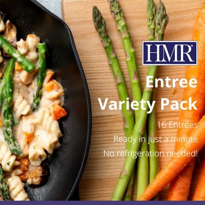 HMR Ultimate Entre Pack | Pre-packaged Lunch or Dinner to Support Weight Loss | Pack of 16 Ready to Eat Meals | 10-20 grams of Protein per Entre | Low Calorie Food | 7-8oz Servings per Meal