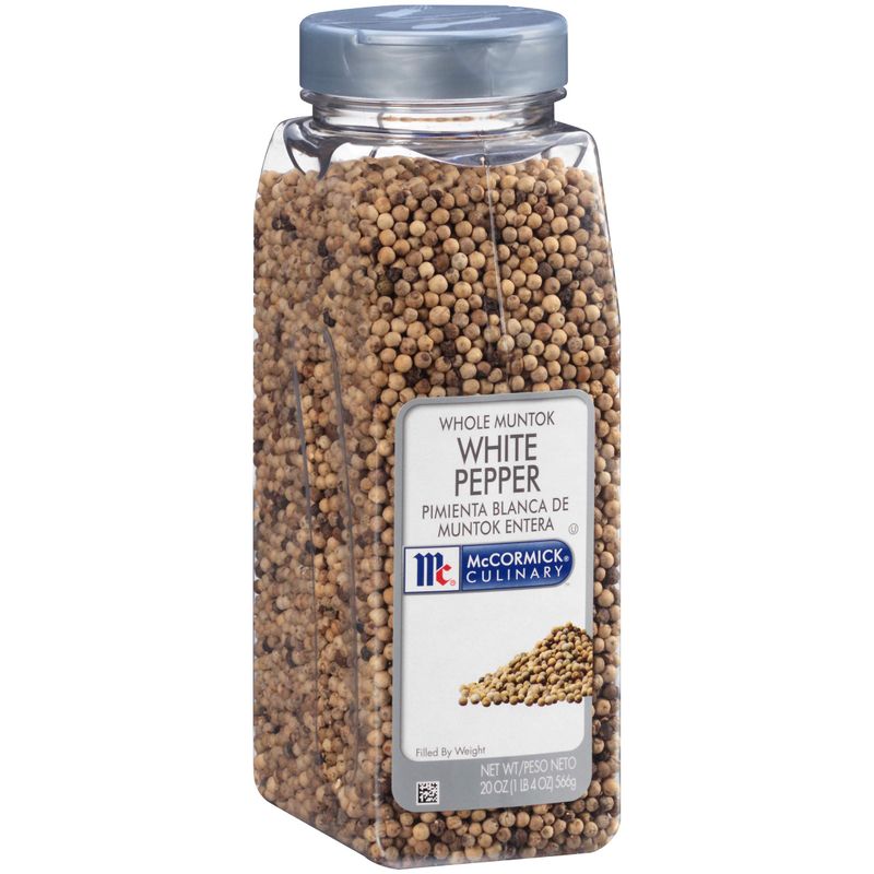 McCormick Culinary Whole Muntok White Pepper, 20 oz - One 20 oz Container of Whole White Peppercorns for Grinder Refills, Perfect on Eggs, Soups, Salads, Fish and More