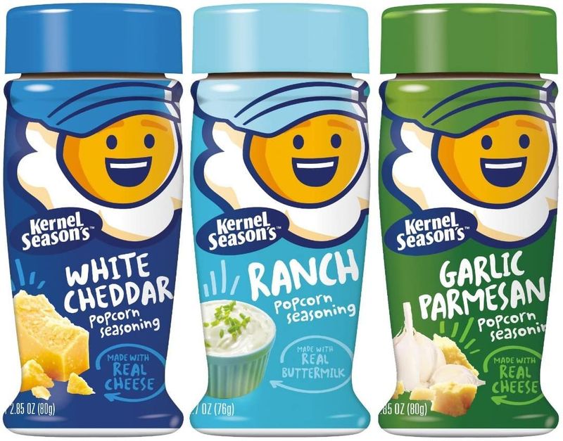 Kernel Season&#39;s Popcorn Seasoning Variety of 3, Ranch Parmesan &amp; Garlic and White Cheddar, 2.85 Ounce (set of 3 seasonings)