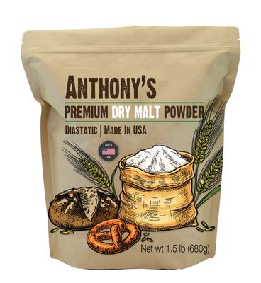 Anthony&#39;s Diastatic Dry Malt Powder, 1.5 lb, Made in the USA, Diastatic, Malted Barley Flour