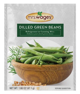 Mrs. Wages Dilled Green Beans Refrigerator or Canning Mix | Quick and Easy | Simple-To-Use | Perfect Balance of Sour &amp; Savory | 1.66 oz Packet (Value Pack of 12)