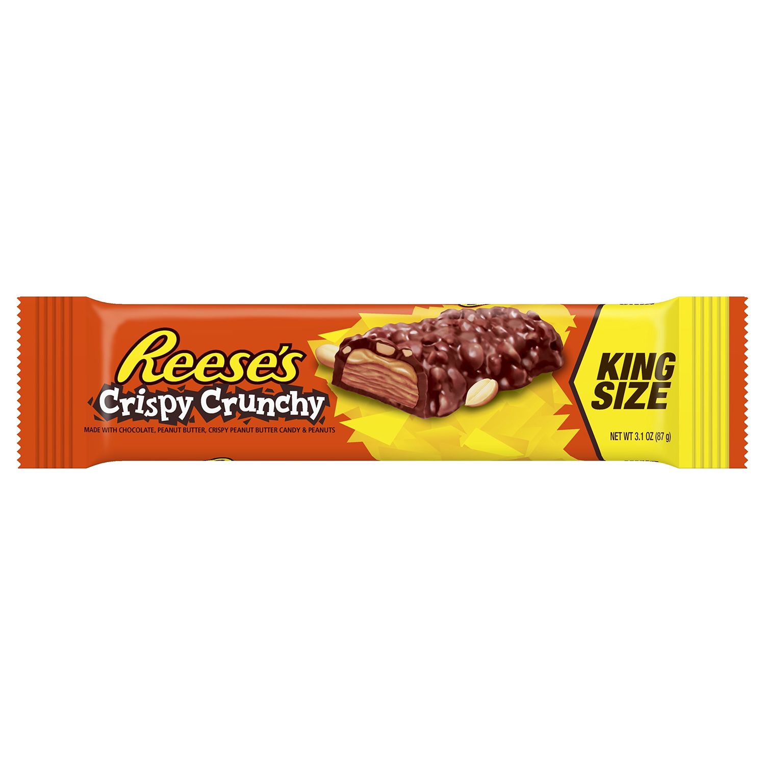 REESE&#39;S Peanut Butter Candy Bar Crispy Crunchy Bars, King Size (Pack of 18)