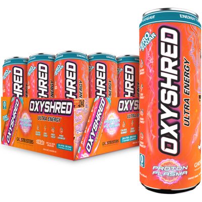 EHP Labs x Ghostbusters OxyShred Healthy Energy Drink - Zero Sugar Energy Drinks, Green Tea Extract, Vitamin C &amp; L Carnitine - Zero Carbs, Zero Calories, Clean Caffeine - Proton Plasma (12-Pack)