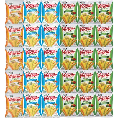 Veggie Straw Variety Pack - Assortment of Garden Sea Salt, Cheddar Cheese and Zesty Ranch Snack Size - Care Package Gift Box (30 Count)