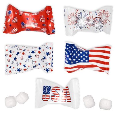 USA American Flag Butter Mint Candies Bags 100 Count Individually Wrapped Red White &amp; Blue Mint Candy 13 Ounce Bags Fourth of July Goodies Treat Candy Patriotic Party Favor Supplies Decorations