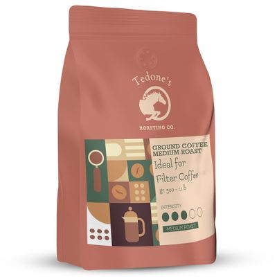 Tedone&#39;s Ground Coffee Medium Roast - Rich Italian Roast Flavor Gourmet Coffee, Coarse Ground Coffee for French Press 18 oz