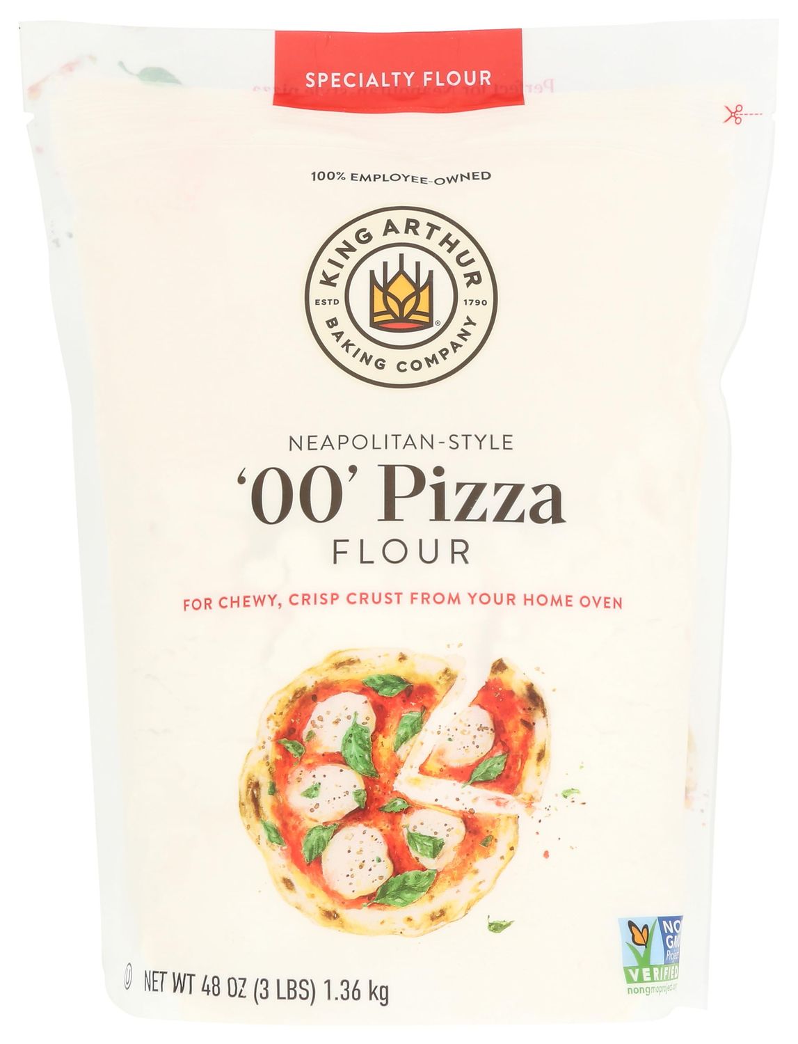 King Arthur 00 Pizza Flour: Premium Non-GMO American Wheat for Perfect Neapolitan-Style Crust - Finely Milled for Authentic Italian Pizza at Home - Ideal for Crispy, Chewy Pizzas (3 lbs)