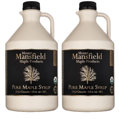Mansfield Maple Certified Organic Pure Vermont Maple Syrup in Plastic Jug Grade A Amber Rich Gallon (Ships as 2 Half Gallons)
