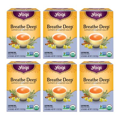 Yogi Tea Breathe Deep Tea - 16 Tea Bags per Pack (6 Packs) - Organic Respiratory Tea - Supports Respiratory Health - Includes Licorice Root, Eucalyptus Leaf, Ginger Root &amp; Cinnamon Bark
