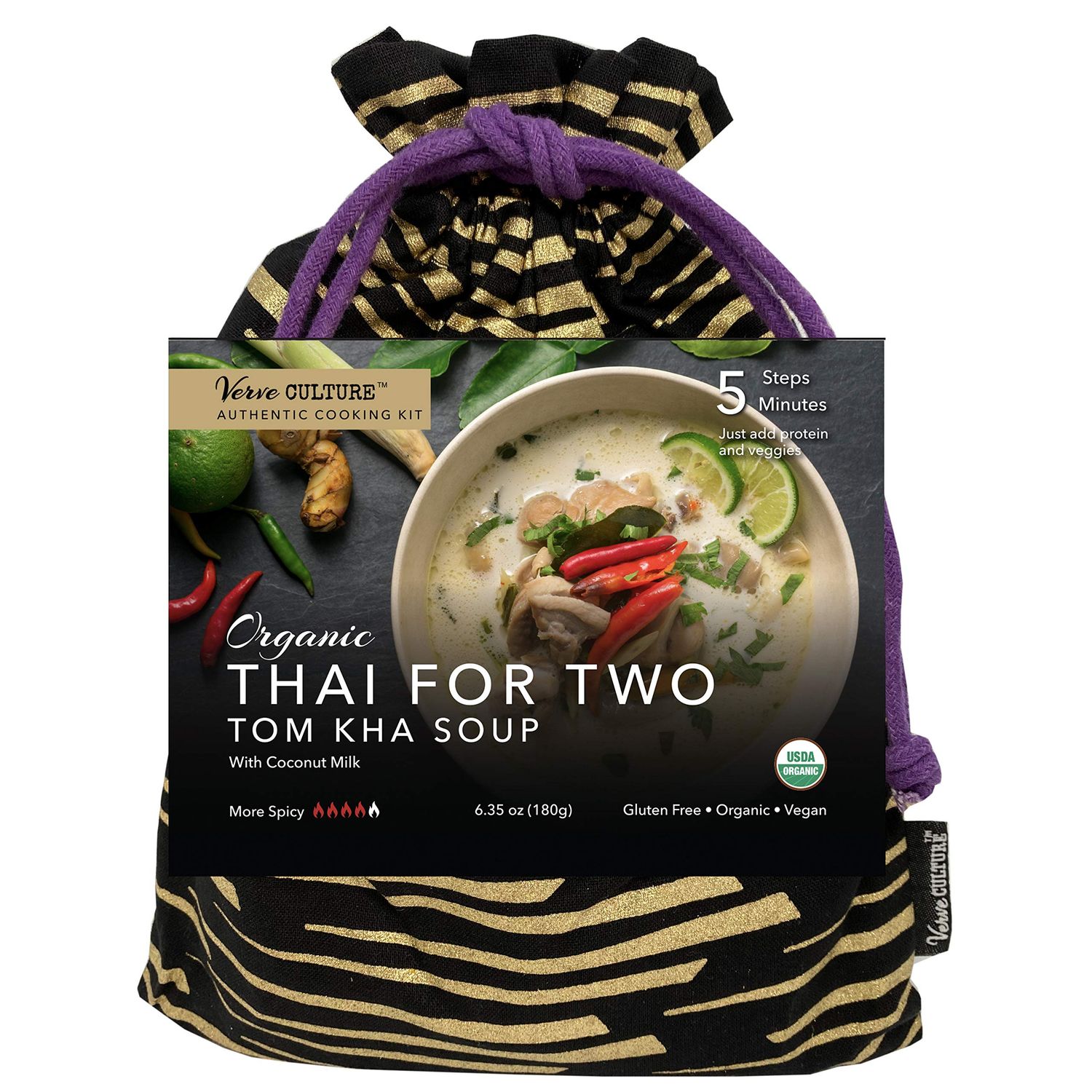 Thai for Two Cooking Kit by Verve CULTURE | USDA-Organic Tom Kha Soup Cooking Kit | Authentic Thai Cuisine | Unique Cooking Gift Set | Vegan, Gluten-Free | Made in Thailand