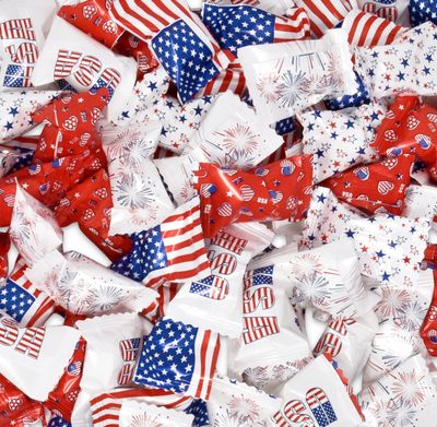 USA American Flag Butter Mint Candies Bags 100 Count Individually Wrapped Red White & Blue Mint Candy 13 Ounce Bags Fourth of July Goodies Treat Candy Patriotic Party Favor Supplies Decorations
