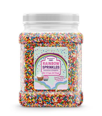 Unpretentious Rainbow Sprinkles (4 Cups) Colorful Jimmies, Decorative &amp; Fun Dessert Topping for Baking
