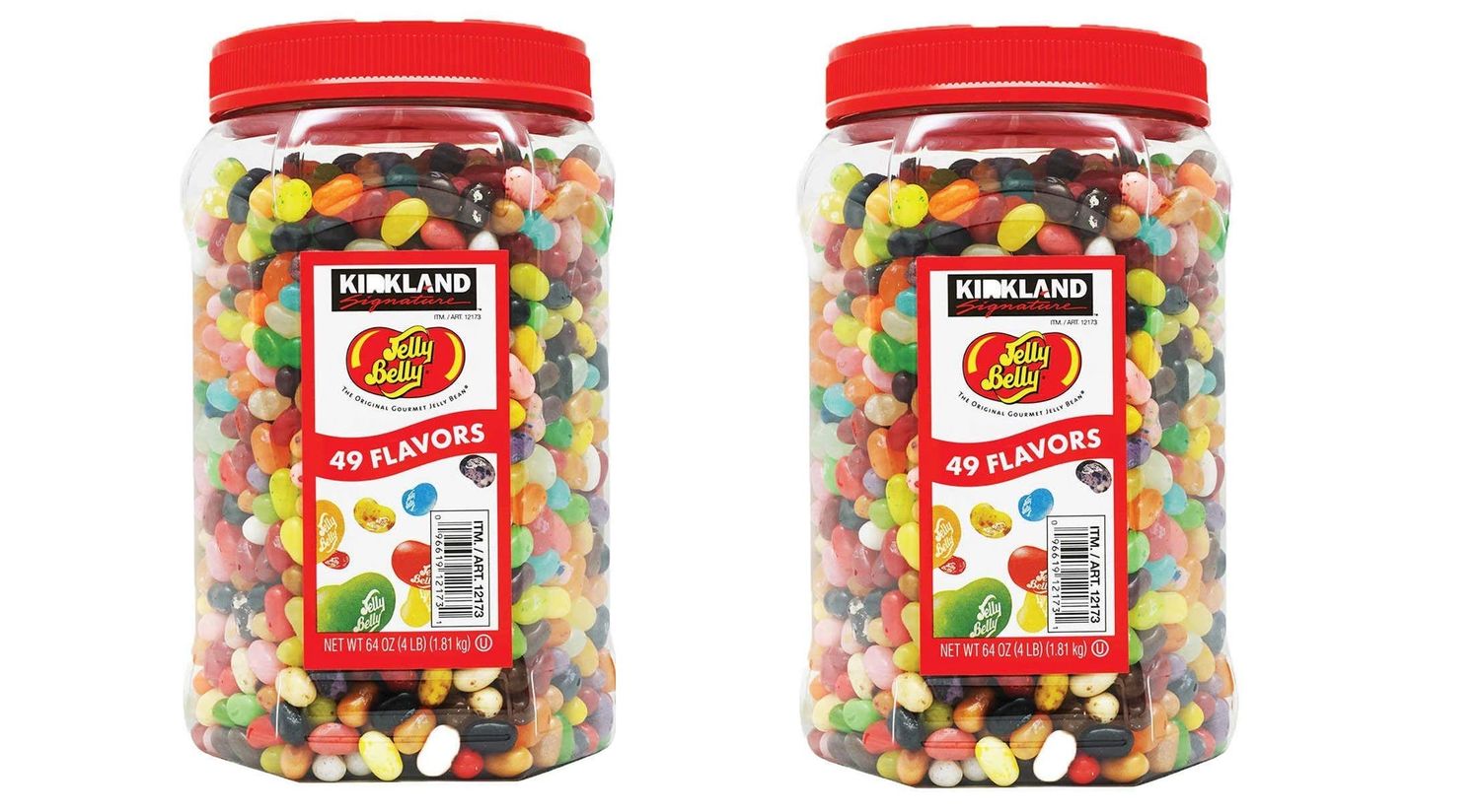 Kirkland Signature Jelly Belly 49 Flavors Of The Original Gourmet Jelly Bean - 4 Lb (64 Oz) Jar - Cos15 (2-Pack)
