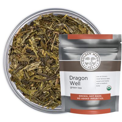 Golden Moon Tea Organic Dragon Well Longjing Green Tea - Loose Leaf, Non GMO - Half Pound (96 Servings)