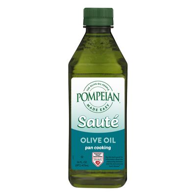 Pompeian Made Easy Saut Olive Oil, Pan Cooking, Perfect for Sauting Foods such as Vegetables and Stir-Fry, American Heart Association Certified, Non-Allergenic, Non-GMO, 16 Fl Oz (Pack of 1)