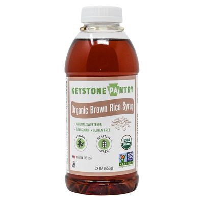 Keystone Pantry Organic Brown Rice Syrup - 23 OZ Bottle - Vegan and Gluten Free - HFC, Corn Syrup Substitute - Syrup for Baking - Great for Homemade Granola Bars - Coffee Sweetener - DE 42 - 1 BOTTLE