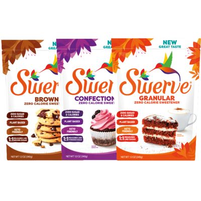 Swerve Sweetener Granular, Brown and Confectioners Baker&#39;s Trio - Sugar Substitute, Zero Calorie, Keto Friendly, Zero Sugar, Non-Glycemic, 12oz, 3 Pack