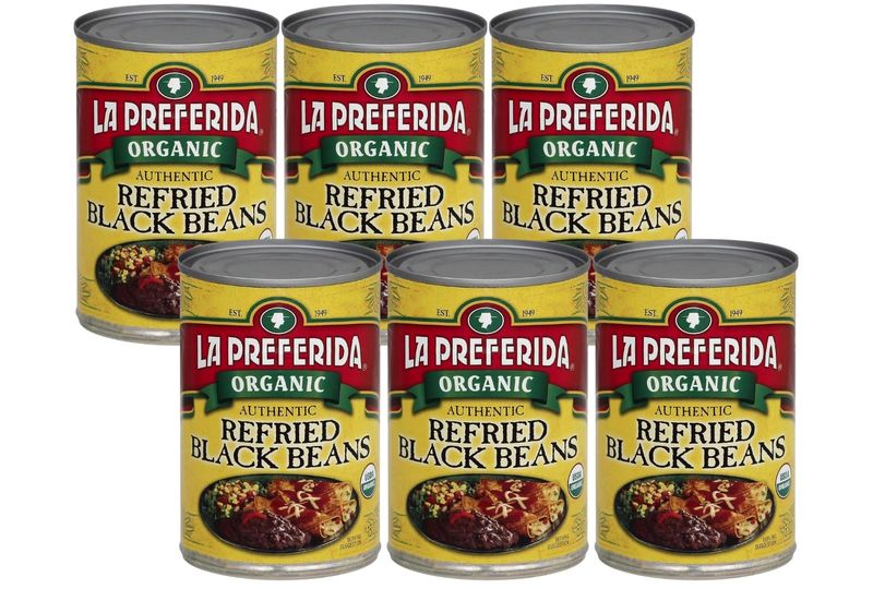 La Preferida Organic Refried Black Beans, 15 oz (Pack of 6)