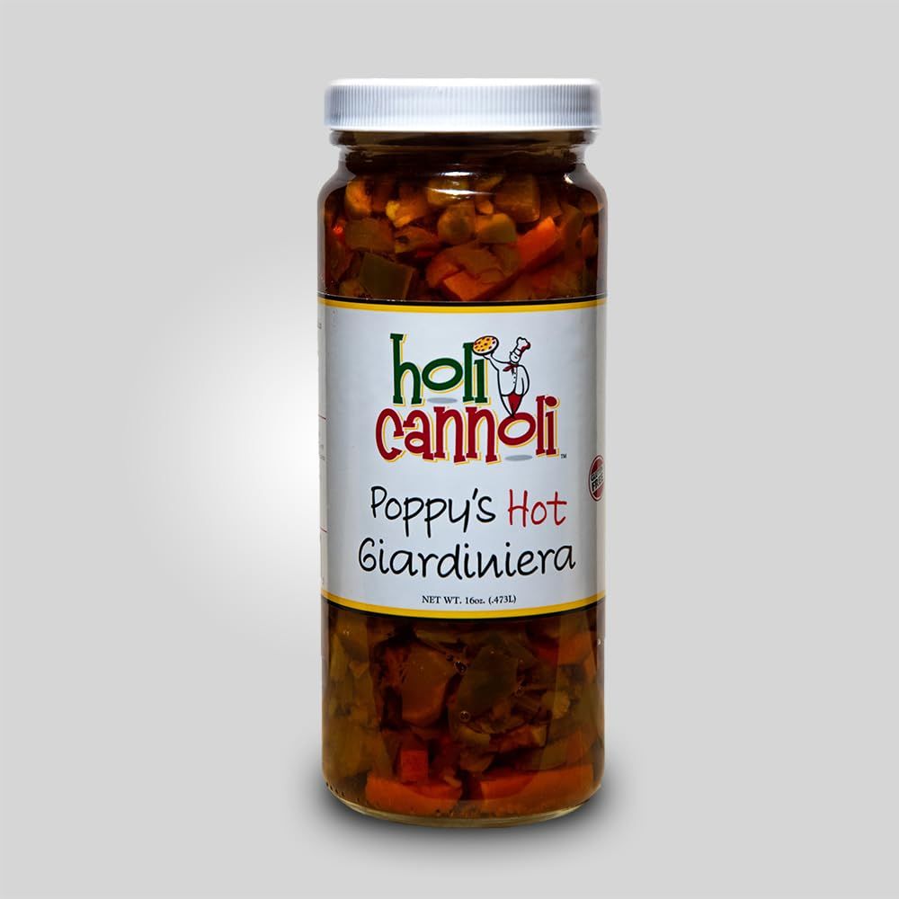Holi Cannoli Poppy&#39;s Chicago-Style Hot Giardiniera - 16 Ounces - Made in Chicago