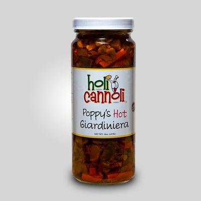 Holi Cannoli Poppy&#39;s Chicago-Style Hot Giardiniera - 16 Ounces - Made in Chicago