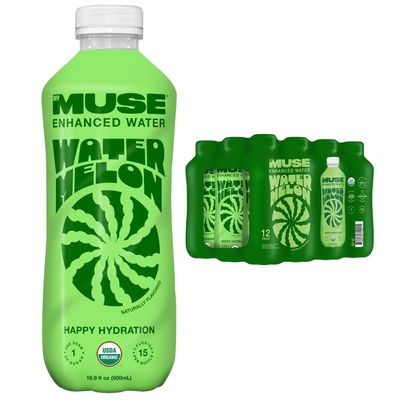 My Muse Organic Enhanced Flavored Water Watermelon 169oz Bottle 12 Pack Zero Sugar Added With Zinc Vitamin A  E Elderberry Immunity Support Low Calories Healthy Keto Friendly