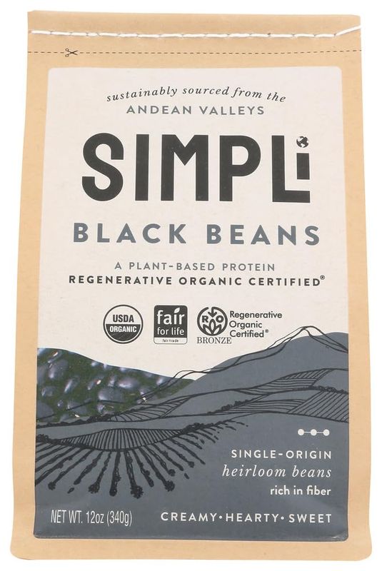 SIMPLi Regenerative Organic Certified  Black Beans, 12 OZ