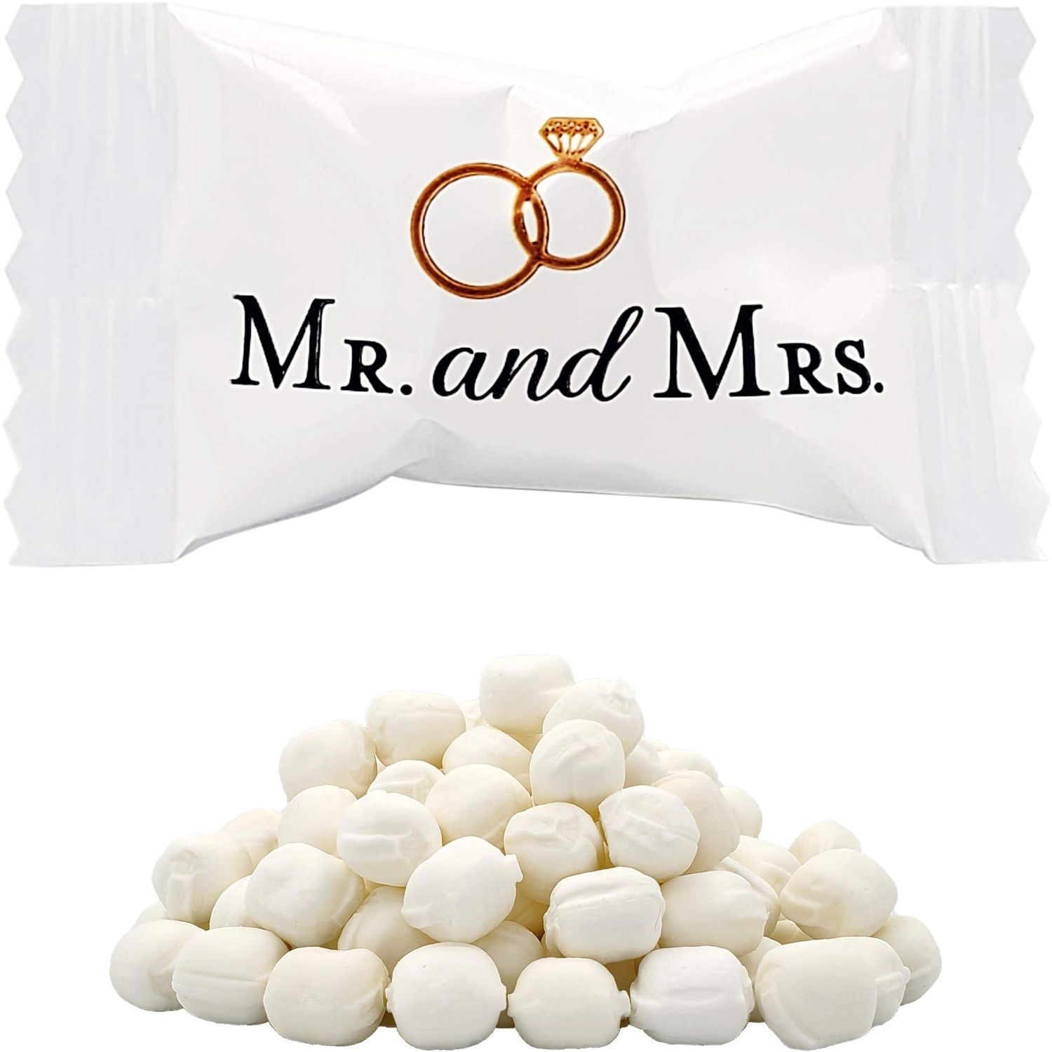 The Dreidel Company Mr. &amp; Mrs. Wedding Buttermints, Mint Candies, After Dinner Mints, Butter Mint Candy, Fat-Free, Individually Wrapped (55 Pieces)