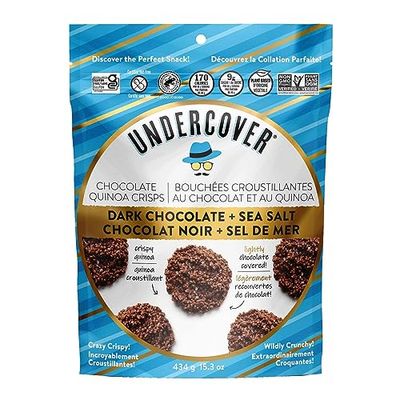 Undercover Chocolate Quinoa Crisps, Crispy Quinoa, Dark Chocolate &amp; Sea Salt - 434 Grams