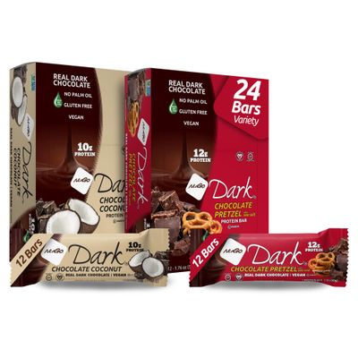 NuGo Dark Variety - Pretzel with Sea Salt 12 Bars &amp; Dark Coconut 12 Bars, Vegan, 200 Calorie, Gluten Free, 24 Count