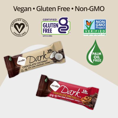 NuGo Dark Variety - Pretzel with Sea Salt 12 Bars &amp; Dark Coconut 12 Bars, Vegan, 200 Calorie, Gluten Free, 24 Count