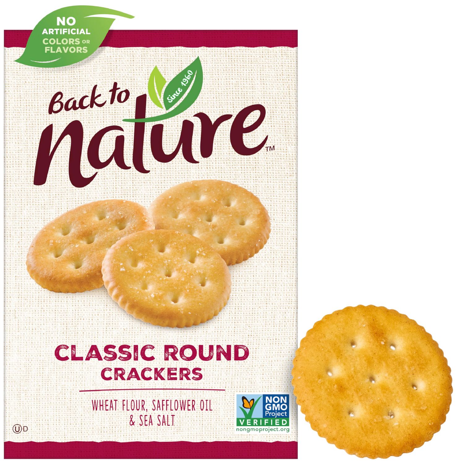 Back to Nature Classic Round Crackers - Dairy Free, Non-GMO, Made with Wheat Flour &amp; Sea Salt, Delicious &amp; Quality Snacks, 8.5 Ounce